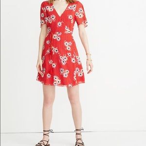 madewell red floral striped dress
